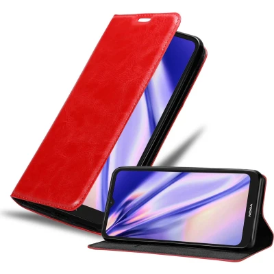 Afbeelding van Cadorabo Hoesje geschikt voor Nokia C21 in APPEL ROOD Beschermhoes met magnetische sluiting, standfunctie en kaartvakje Book Case Cover Etui