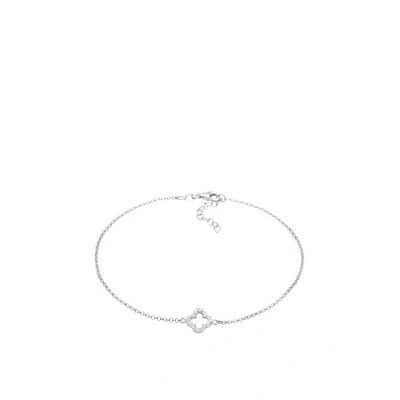 Afbeelding van Elli Enkelbanden Dames enkelbandje klaverblad hanger gelukaanbrenger met zirkonia in 925 sterling zilver