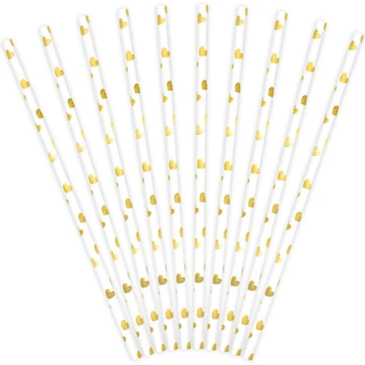 Afbeelding van Partydeco Rietjes gold hartjes (10 stuks)