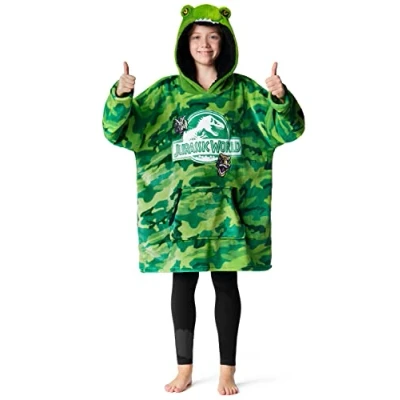 Afbeelding van Jurassic World Sweatshirt deken voor kinderen dinosaurusprui kinderen, jongens, fleece, groen, Eén maat, Groen