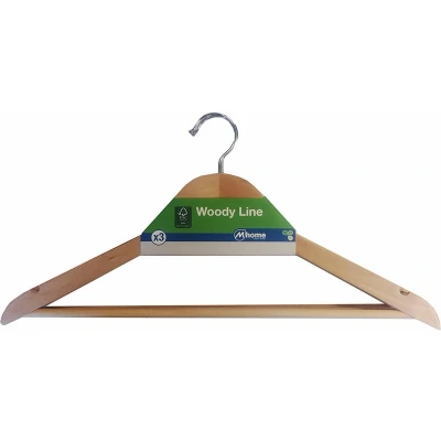 Afbeelding van Kledinghangers Mondex Pak Ecologisch Natuurlijk Hout 3 Stuks (43 x 22,5 cm)