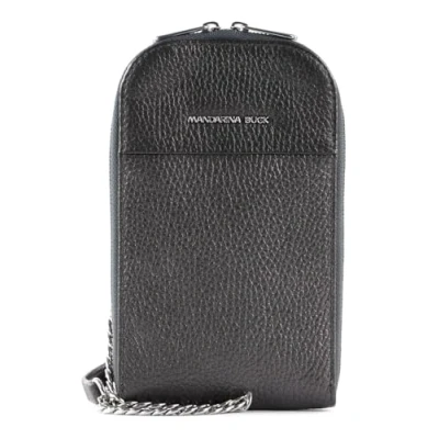 Afbeelding van MANDARINA DUCK Leren Schoudertas mobiele telefoon Mellow Lux Phone Crossbody Bag Graphite Donkergrijs