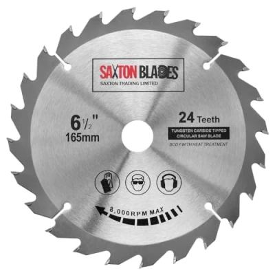 Afbeelding van Saxton TCT Cirkelzaagblad voor hout 165 mm x 20 (ring 16 mm) 24 tanden, geschikt Bosch Makita enz