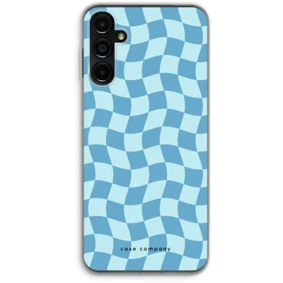 Afbeelding van Case Company® hoesje geschikt voor Samsung Galaxy A14 Grid Blauw Soft Cover Telefoonhoesje Bescherming aan alle Kanten en Schermrand