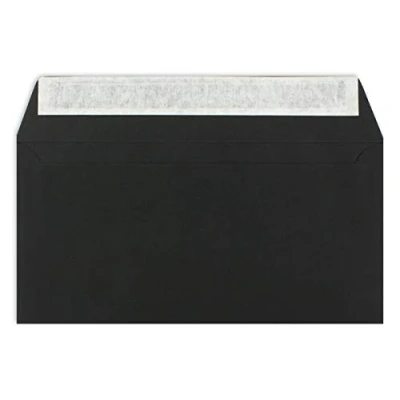 Afbeelding van 50 enveloppen DIN LANG zwart 11 x 22 cm 120 g/m² standaard zelfklevend voor doop en uitnodigingen van uw Glüxx agent