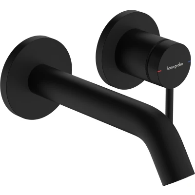 Afbeelding van hansgrohe Tecturis S ééngreeps wastafelkraan inbouw voor wandmontage, met uitloop 16,5 cm mat wit