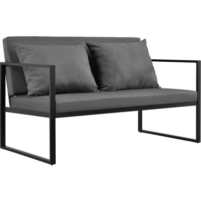 Afbeelding van Tweepersoons tuinbank tuin tweezitsbank 70x114x60 cm zwart