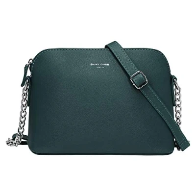 Afbeelding van David Jones Kleine schoudertas voor dames handtas ketting zilverkleurig boodschapper zak telefoon PU leer stijf reistas stad reizen winkelen mode chic, Taille unique