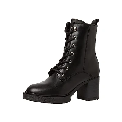 Afbeelding van Tamaris Enkellaarsjes met plateauzool, Dames, Maat: 41, Black Leer