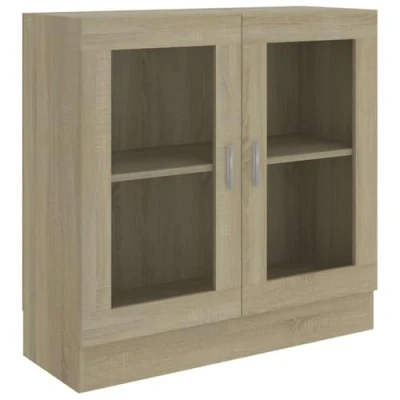 Afbeelding van Vitrinekast 82,5x30,5x80 cm spaanplaat sonoma eikenkleurig