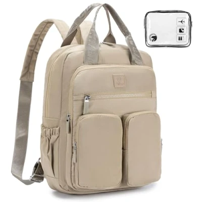Afbeelding van BAGROUPS Handbagage 40 x 30 20 cm, Wizzair, vliegtuigcabine klein, licht, schoolrugzak, reistas, college, rugzak, vrije tijd, cabinekoffer dames, Khaki (stad), Vintage stijl