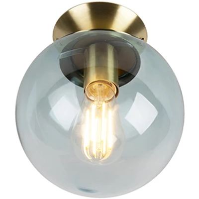Afbeelding van QAZQA pallon Art Deco Plafondlamp 1 lichts Ø 200 mm Turquoise Woonkamer Slaapkamer Keuken