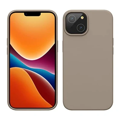 Afbeelding van kwmobile telefoonhoesje geschikt voor Apple iPhone 14 Hoesje met siliconen coating Smartphone case in taupe