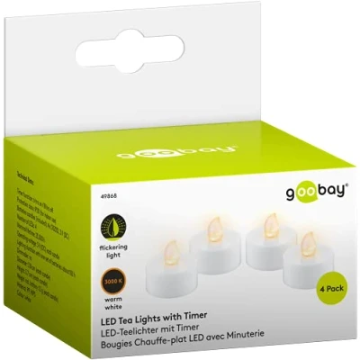 Afbeelding van Goobay set van 4 LED theelichtjes met timer prachtige en veilige verlichtingsoplossing voor vele r