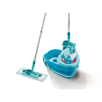 Afbeelding van Leifheit Clean Twist M Ergo wastafelset met ultrazachte molton, centrifuge emmer en platte centrifuge, microvezel vloerwisser telescoopgreep, wasset voor gevoelige vloeren