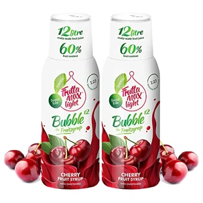 Image de 2 x Light Low Carb Fitness Sirop de FruttaMax Zéro Sucre Avec Stévia 50 60% teneur en fruits (2 500ml) Cerise Light)
