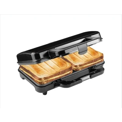 Image de Bestron Appareil à croque monsieur XL pour 2 sandwichs en forme de coquillage, idéal les américains, avec contrôle automatique la température et indicateur préparation, couleur :