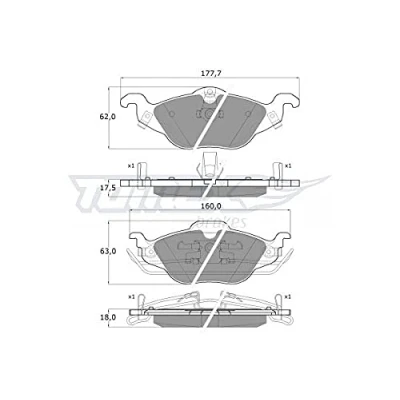 Afbeelding van TOMEX brakes TX 12 21 Remblokkenset Vooras OPEL: Zafira A, Astra G CC, Saloon
