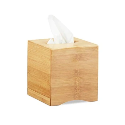 Afbeelding van Relaxdays 2x tissue box vierkant zakdoekjes houder tissuehouder hout zakdoekendoos