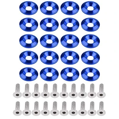 Afbeelding van Keenso 20 stuks schroefbouten, sluitring, aluminium bumper, spatbord, motor, bouten, automatische bevestiging, accessoires (blauw)