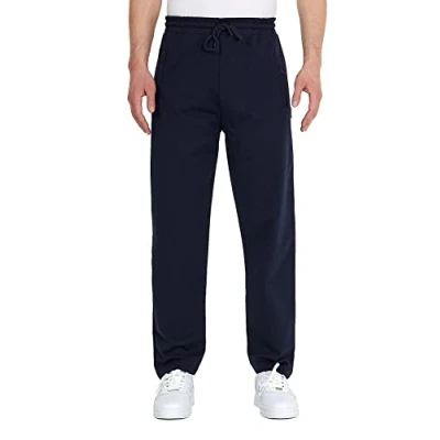 Image de COMEOR Pantalon de Jogging en Coton pour Homme Sport et Loisirs avec Poches Zippées, Bleu Foncé, XXL
