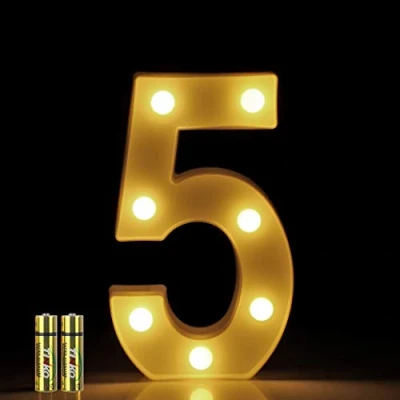 Afbeelding van HONPHIER® lichtgevende cijfers, alfabet ledlamp, decoratieve letter, werkt op batterijen, voor feest, bruiloft, huis, bar, decoratie (5)
