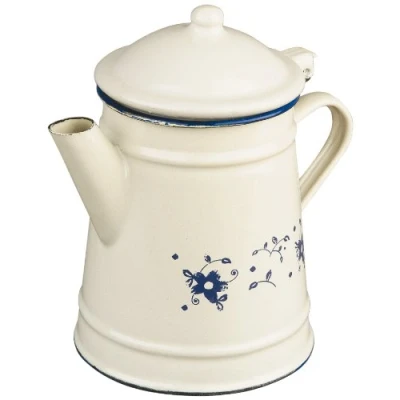 Afbeelding van Sena conische geëmailleerde stalen koffiepot, wit/blauw, 1 liter