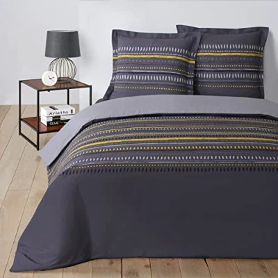 Image de VISION Parure de couette Gaspard 100% Coton 220x240 cm Gris anthracite