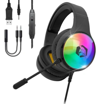 Afbeelding van EMPIRE Gaming 2024 Nieuw Icarus S16 RGB Headset voor PS5, PS4, Xbox One/Series, PC, Mac, Smartphones, Tablets Afstandsbediening High Definition Stereo Sound Omnidirectionele