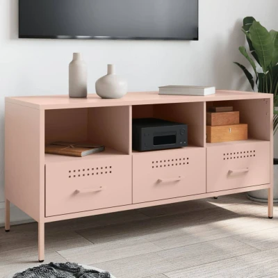 Afbeelding van Tv meubel 100,5x39x50,5 cm koudgewalst staal roze