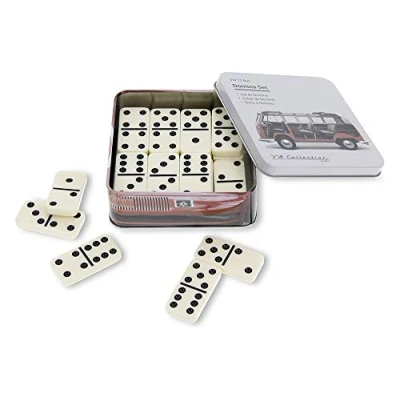 Afbeelding van BRISA VW Collection Volkswagen dominospel in metalen doos met T1 Bulli Bus motief (dashboard/domino/28 stenen/meerkleurig)