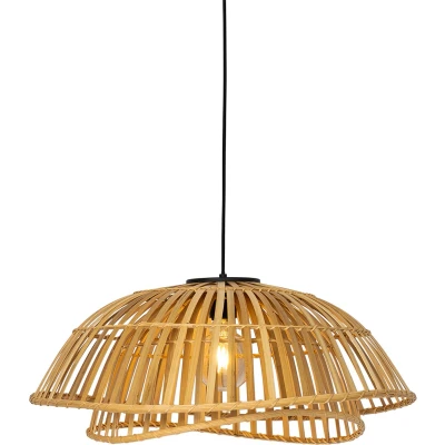 Afbeelding van QAZQA Oosterse hanglamp zwart met naturel bamboe 62 cm Pua