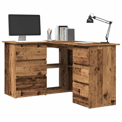 Afbeelding van vidaXL Hoekbureau 145x100x76 cm bewerkt hout oud houtkleurig