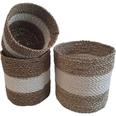 Afbeelding van Natuurlijke plantenbakken/ Mandenset Furnilux Collection(3 Stuks) Wit/Naturel