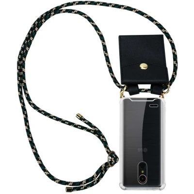 Afbeelding van Cadorabo Hoesje geschikt voor LG K10 2017 in CAMOUFLAGE Silicone Mobiele telefoon ketting beschermhoes met gouden ringen, koordriem en afneembare etui