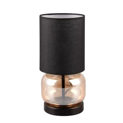 Afbeelding van TRIO ELIO Tafellamp Zwart mat excl. 1x E27 40W Snoerschakelaar Amber glas