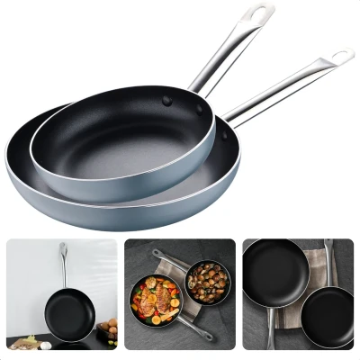 Afbeelding van Cheqo® Inductie Aluminium Koekenpannenset met Antikleeflaag Koekenpan Set 20+28cm voor Professioneel Koken op Hoge Kwaliteit en Snelle Warmtegeleiding Lange RVS Handgreep van 2 Geschikt Alle Warmtebronnen