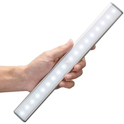 Afbeelding van MOSTON 18 led wandkastlampen, USB, oplaadbaar, bewegingsmelder met sensor, schakelaar, draagbaar licht, nachtlampje zonder kabel, magnetisch, lichtbalk (zilver)