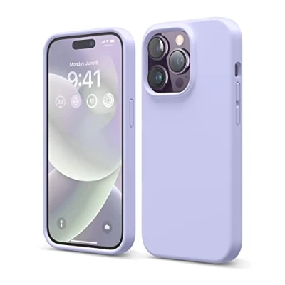 Afbeelding van elago Hoesjes van vloeibare siliconen compatibel met iPhone 14 Pro (6,1 inch) beschermhoes gemaakt premium volledige bescherming, schokbestendig, 4 structuren, zachte microvezel voorkomt krassen (zwart)