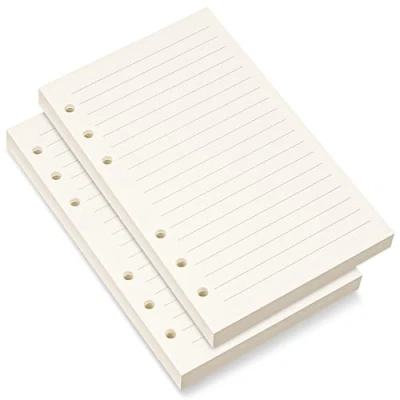 Afbeelding van Navulverpakking A6 papier, gelinieerd 6 gaten geperforeerd voor Filofax persoonlijke map, 8 mm gelinieerde losse vellen, 80 vellen/160 pagina&#039;s, 10,4 x 16,8 cm, beige (2)