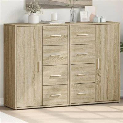 Afbeelding van vidaXL Dressoirs 2 st 60x31x84 cm bewerkt hout sonoma eikenkleurig