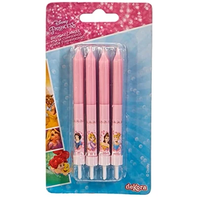 Image de dekora Princesses Lot de 8 Bougies bâtonnet Cire Rose x 12 cm