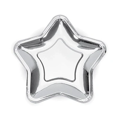 Afbeelding van Partydeco Gebaksborden Ster Zilver (6 stuks)