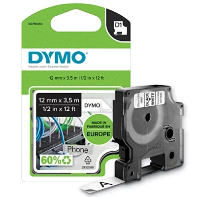 Afbeelding van Dymo 16957 (S0718040) Tape Zwart op wit (12 mm)