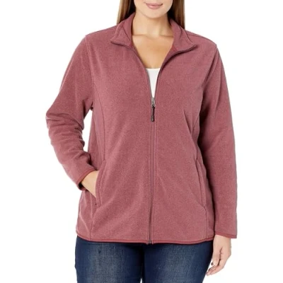 Image de Amazon Essentials Veste polaire douce à fermeture éclair intégrale pour femme (disponible en grande taille) Bordeaux chiné Taille M