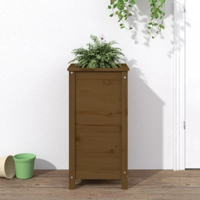 Afbeelding van Plantenbak 40x40x78 cm massief grenenhout honingbruin