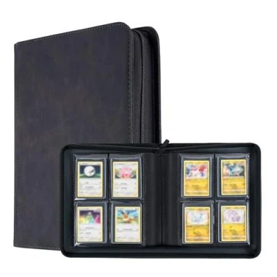 Afbeelding van Mcbazel TCG/MTG Toploader album beschermhoes 112 kaartsleuven 4 vakken waterdicht kunstleer met lichte harde kaft wit 35PT