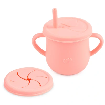 Afbeelding van Dutsi 3 in 1 Rietjes &amp; Snack Beker Zalm Roze