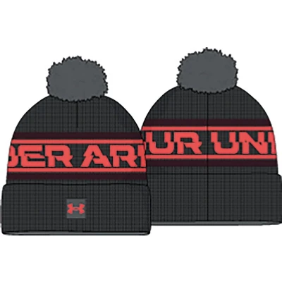 Afbeelding van Under Armour Halftime Pom Beanie Pitch Gray Venom Red