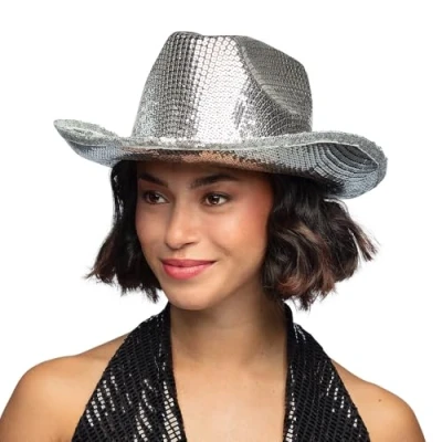 Afbeelding van Boland Hoed Groovy Zilver 59 Volwassenen Unisex Cowboy Disco Festival Carnaval Themafeest
